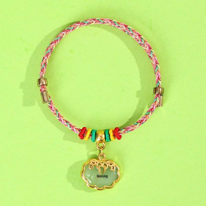 Dragon Boat Festival Tassel Pendant: Five-Color Pink Zongzi String with Gourd for Peace and Health