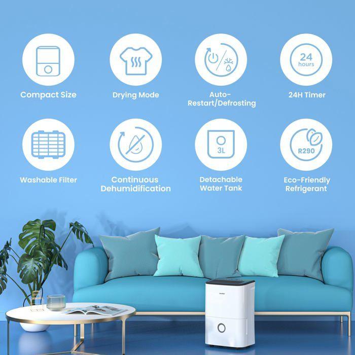 Déshumidificateur D'air - Comfee - MDDF-16DEN7 - 16l/24h - 350W - Pour 80m³