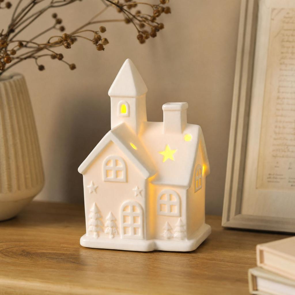 Christmas Ceramic House Tabletop Decoration for Holiday Shelf Display