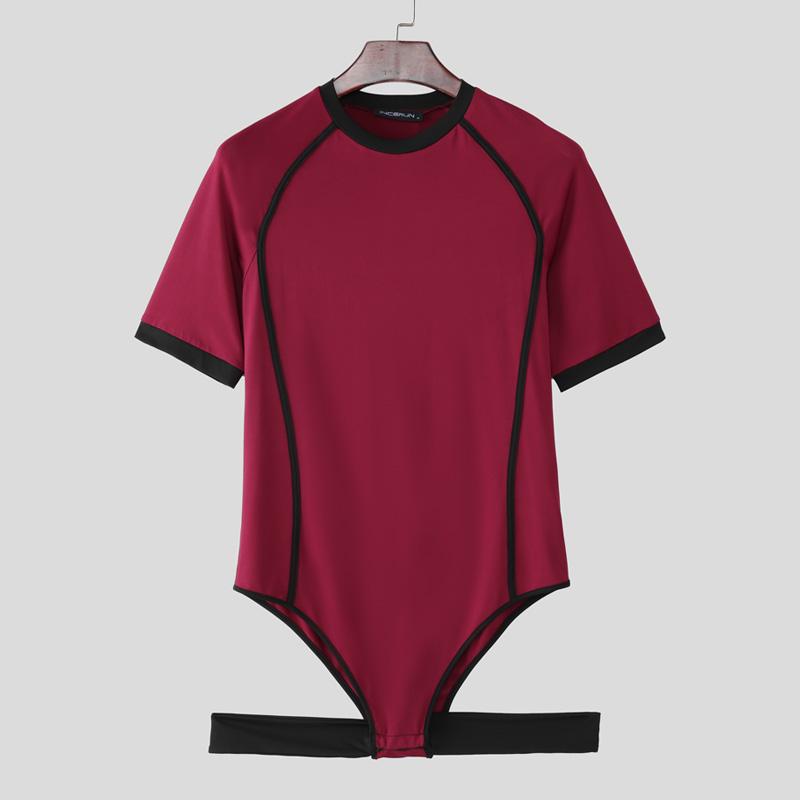 INCERUN Men's Sleeveless Stitching Jumpsuits One Piece Suit Playsuits Underwear Pajamas