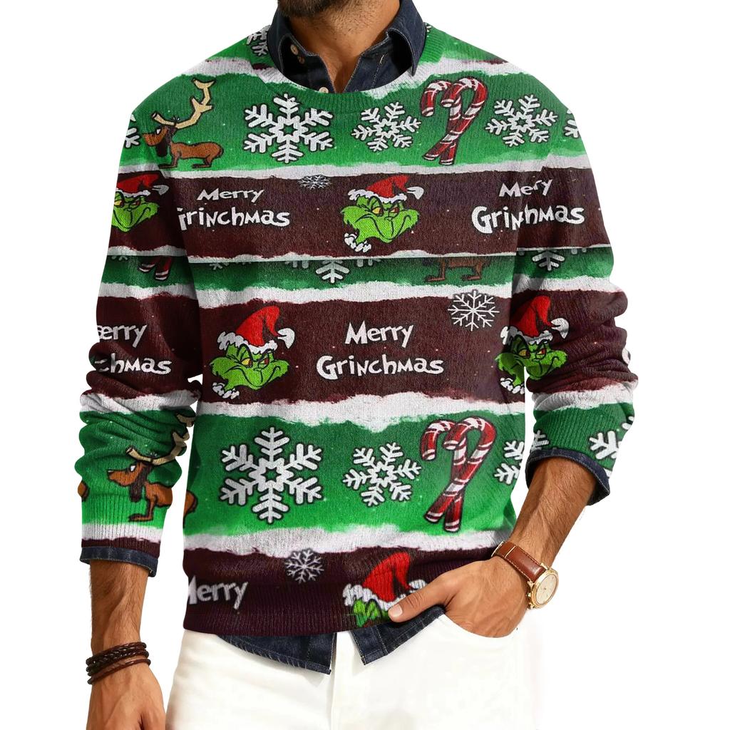 Herre Rund Hals Langermet Ribbestrikket Pullover