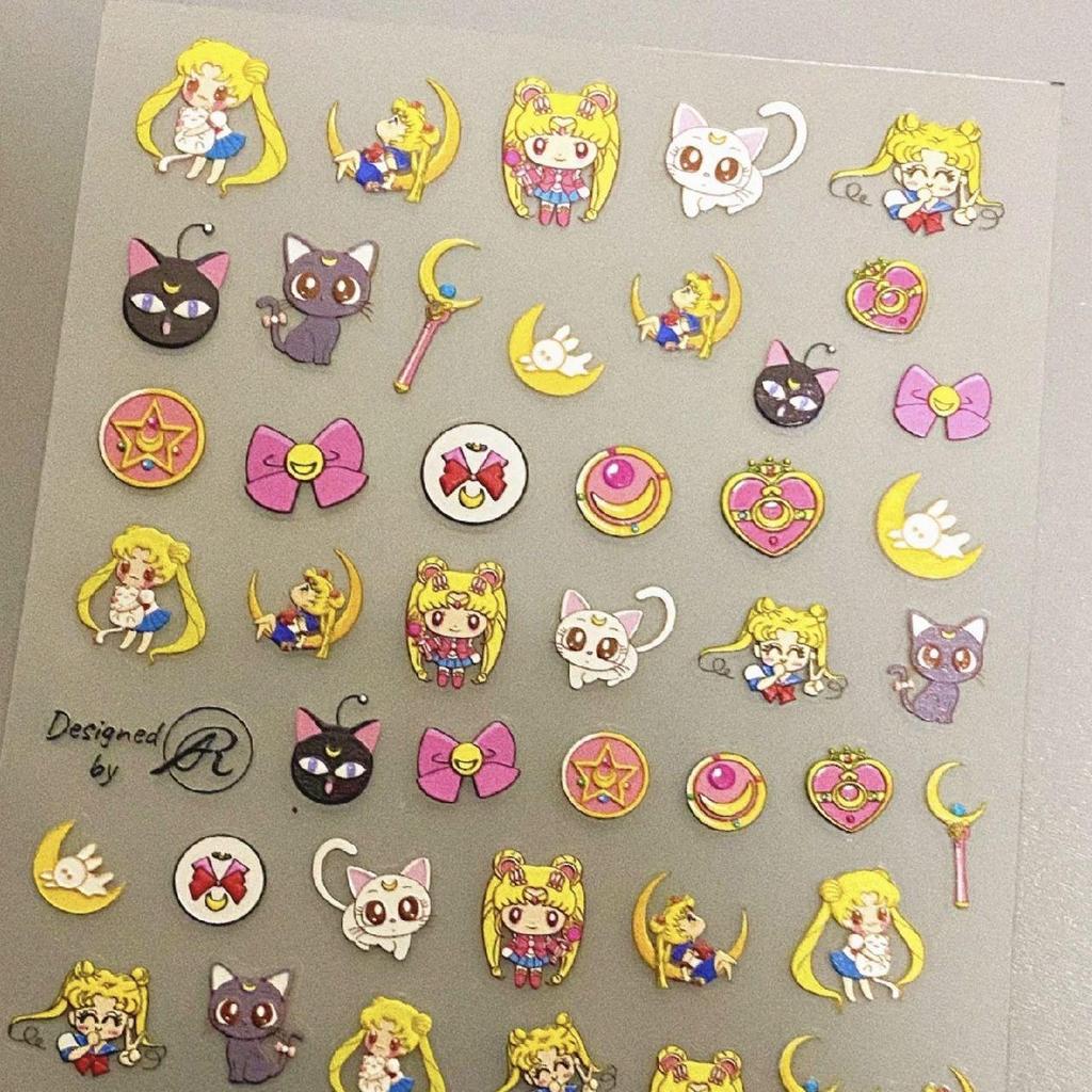 Sailor Moon Nail Stickers: Cute Heart & Ice Moon DIY Nail Art