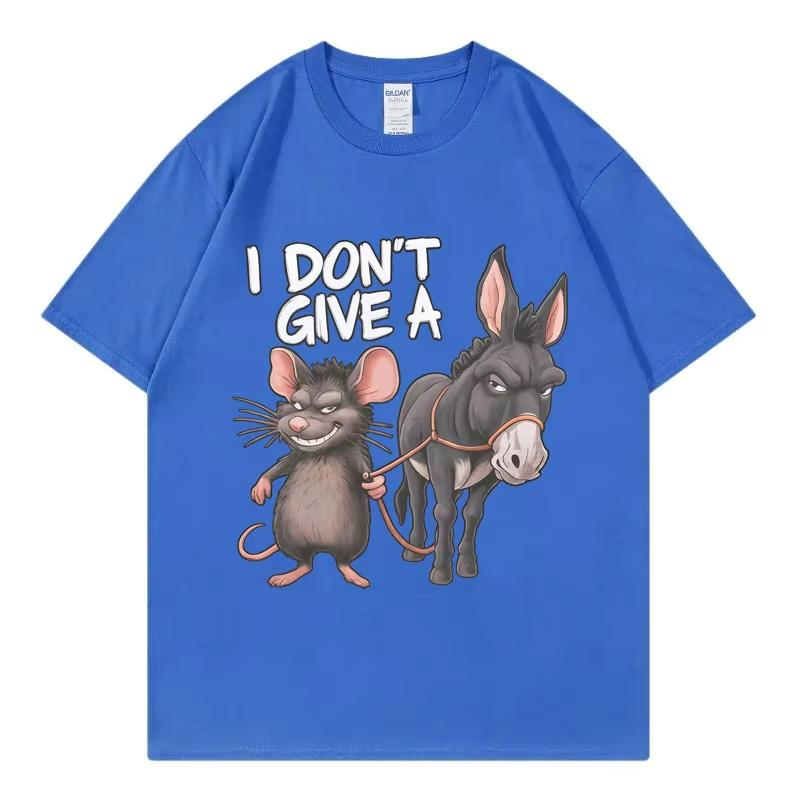 I Don't Give A Rats Ass Sarcasm Funny Women's T-shirt High Street Trend Fashion Short Sleeve T Shirt Unisex Casual Loose T-shirts