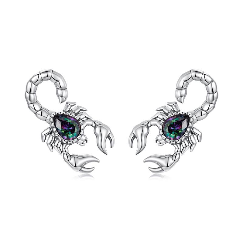 WOSTU 100% 925 Sterling Silver Animals Sea Bee Flamingo Unicorn Opal Stud Earrings For Women Wedding Fashion Anniversary Jewelry