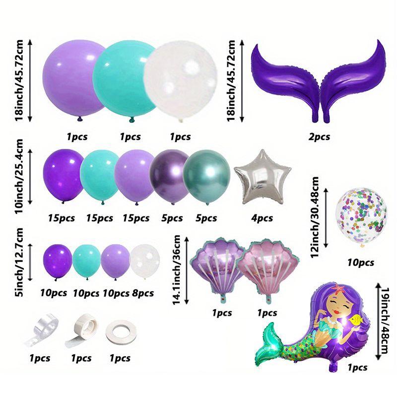 Mermaid-themed Balloon Set for Children and Girls, Birthday Party, Ocean, Cute Tail, Shell Decoration Scene