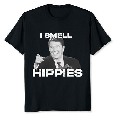 New Limited Reagan Ronald Conservative I Smell Hippies T Shirt