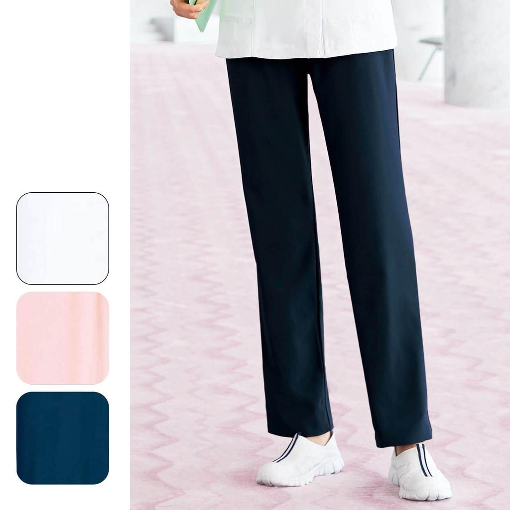 Anfamie Nurse Pants, Back Lacquer, Loose Fit, Slim Fit, Quick-Drying, Anti-Static, Slimming, Women's, White, Size M