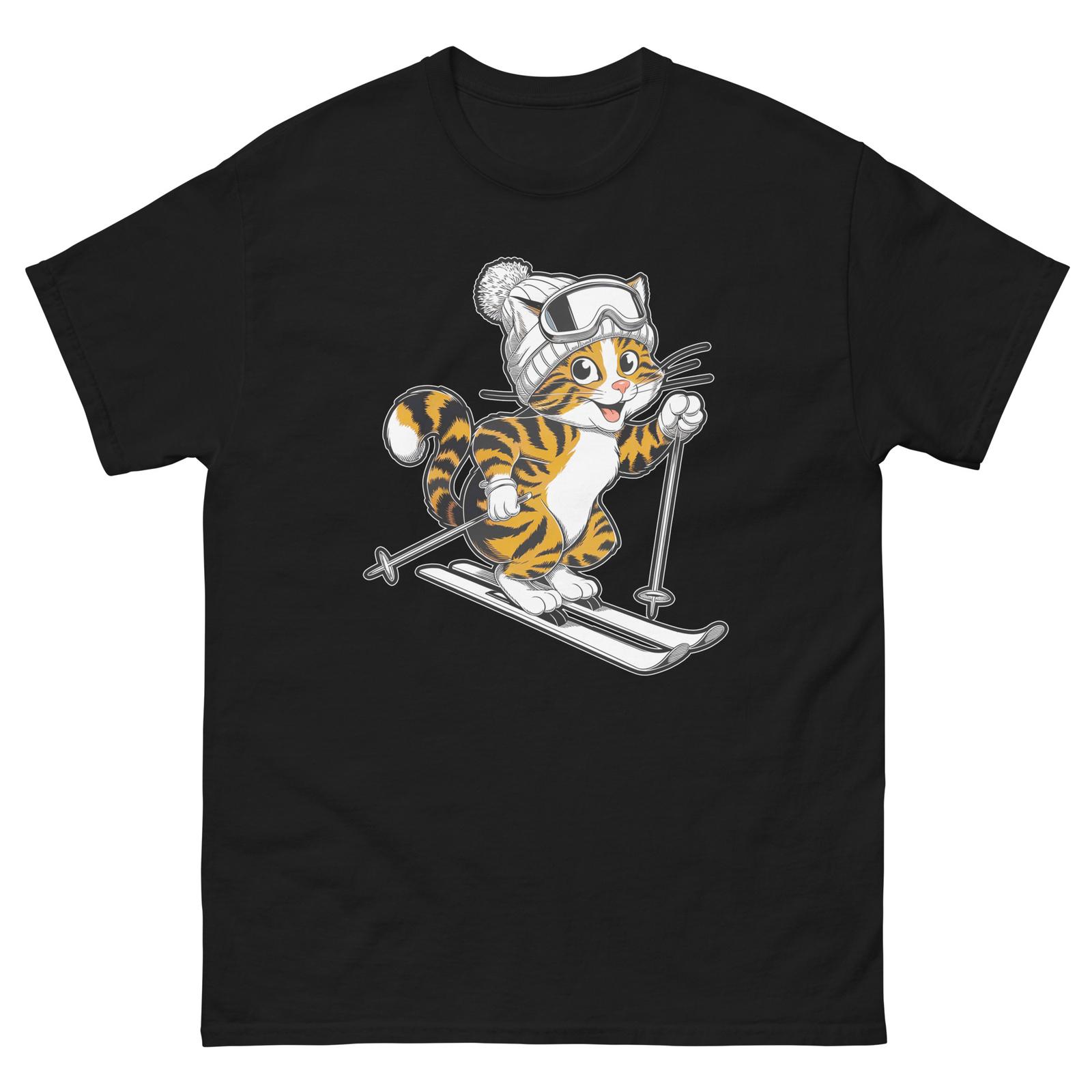 Tabby Cat Skiing Fun Ski Skier Shirt T-Shirt XXXL