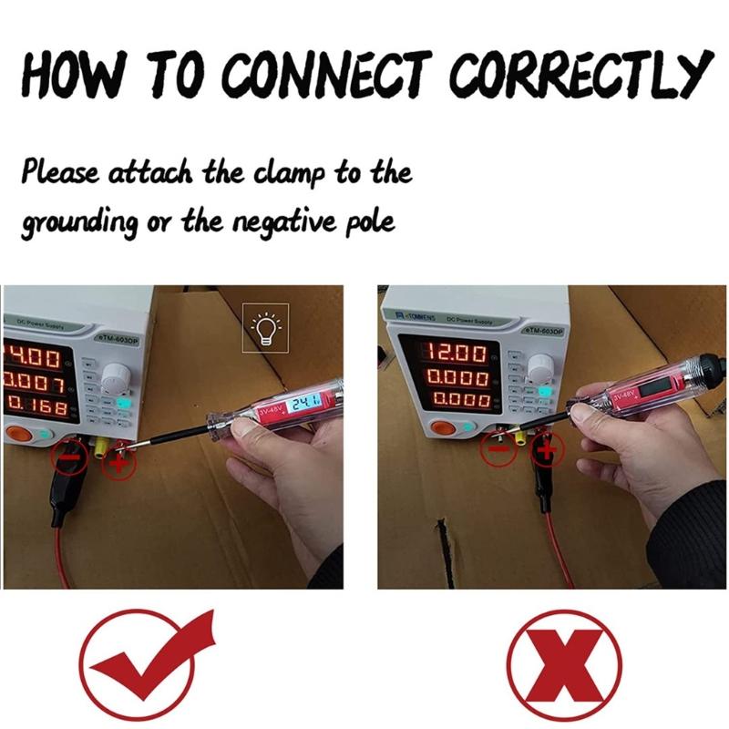 Heavy Duty 3-48V Digital LCD Circuit Tester with Spring Wire Truck Vehicle Low Voltage & Light Tester Metal Probes