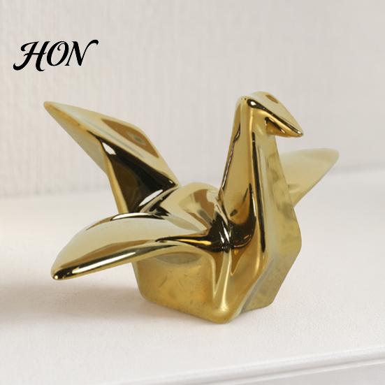 Mantelpiece Decorative Item Geometric Origami Cranes Figurine, Modern Sculpture, Minimalist Shelf Decoration Bird Accent, Nordic Creative Sculpture