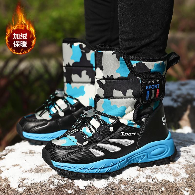Winter new men's and women's high-top children's shoes export children's velvet warm waterproof and non-slip snow boots cotton shoes