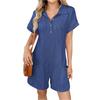 Dammode Bekväm Casual Jumpsuit Kortärmad Topp Tröja Jumpsuit Shorts