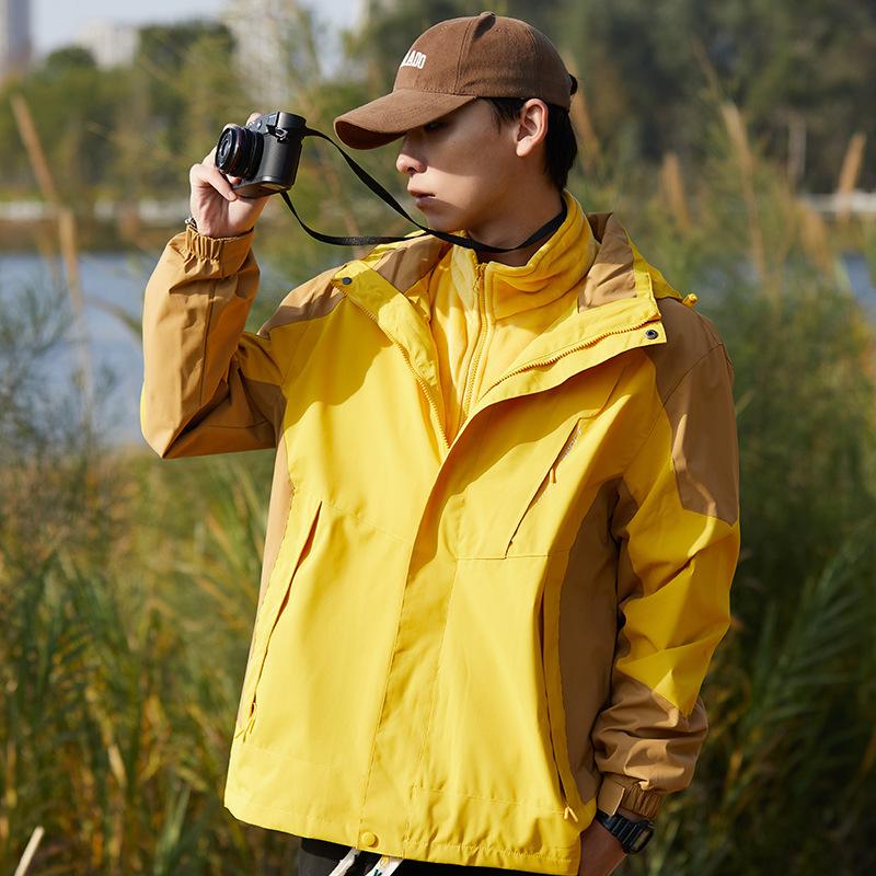 Mountain Style Jacket Men's Three-in-one Detachable Two-piece Set Women's Windproof, Waterproof, Warm, Color-blocked Couple's Thickened Jacket