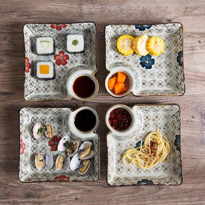 Ciotola per Ravioli in Ceramica Giapponese con Ciotola per Salse Integrata – Piatto per Sushi e Vassoio da Dessert per Cucina e Tavolo da Pranzo