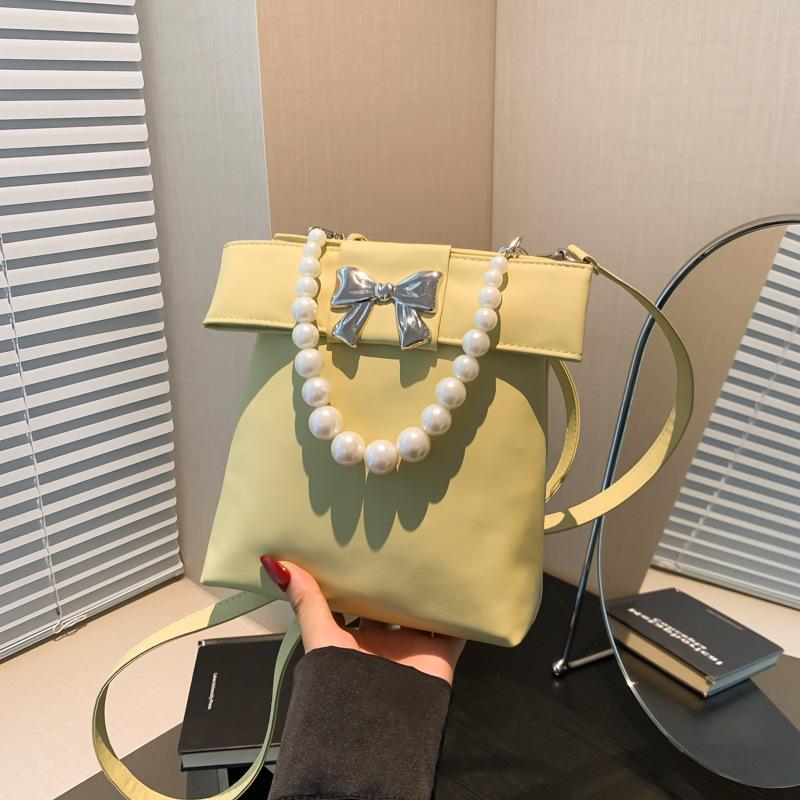 Women'S Bag Fashionable Texture Pu Small Square Bag Foreign Style Pearl Handbag Niche Versatile Shoulder Bag Underarm Bag