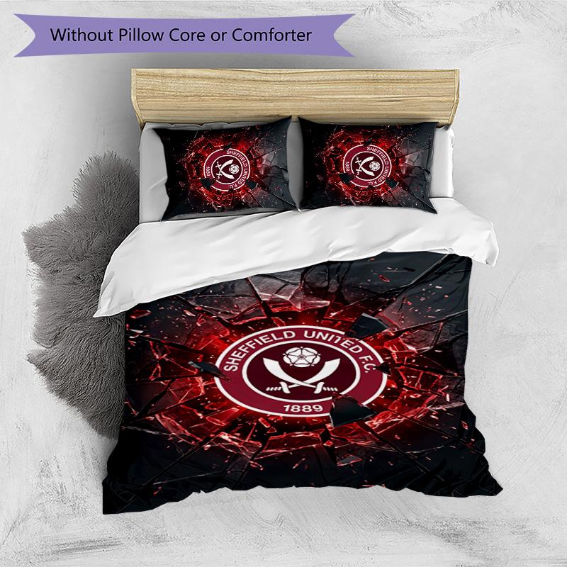 Set Lenzuola Stampato Sheffield United Football 3 Pezzi, Comodo Set Copripiumino per Camera da Letto Amico della Pelle