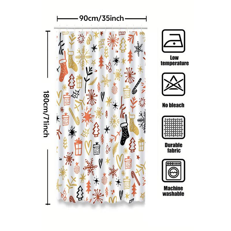 Tu Christmas Shower Curtain Holiday Festive Pattern Waterproof Bathroom Decor Farmhouse Style Xmas Holiday Home Decor Gifts