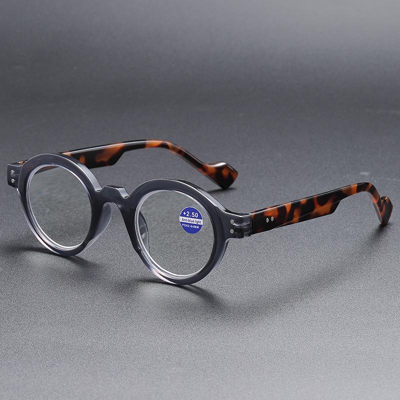 Round Frame Anti-Blue Reading Glasses Retro High Definition Japanese Flat Glasses Middle-Aged And Elderly Spring Reading Glasses