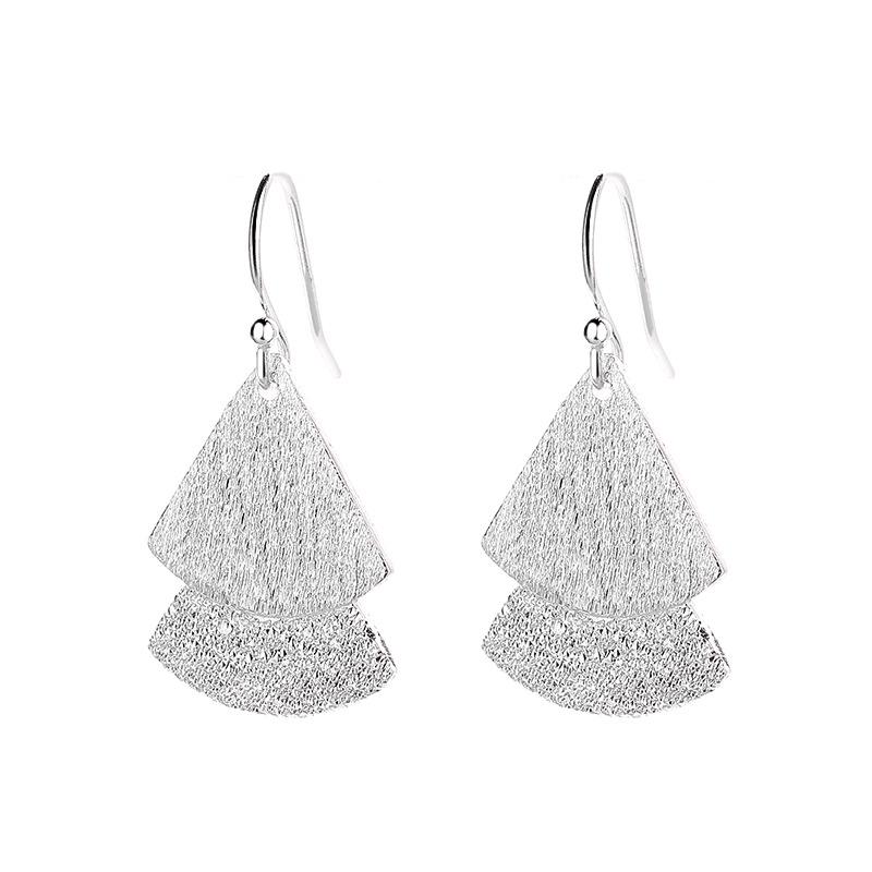 

Chao Sheng S925 Sterling Silver Fan-Shaped Christmas Tree Earrings - New Chinese Style Trendy Jewelry for Women Sterling Silver