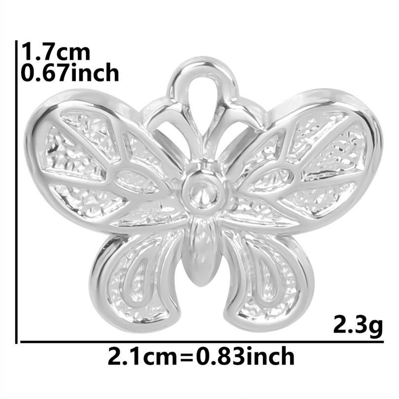 6pcs/Lot Insect Pendant Silver Color Stainless Steel Butterfly Charms For Jewelry Making Supplies DIY Necklace Earrings Pendants