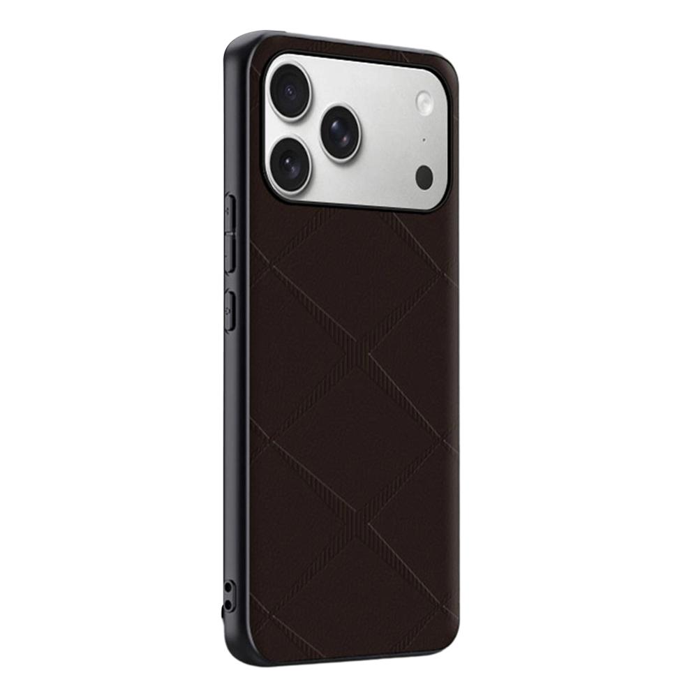 For iPhone 17 Pro Max Case X-Patterned TPU PU Leather PC Anti-Drop Phone Cover