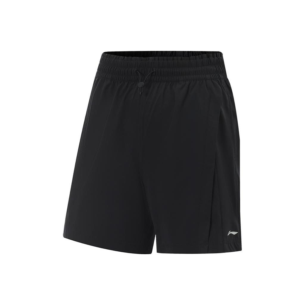 Li Ning Fitness Series Casual Simple Solid Color Elastic Sports Shorts Women shorts Black AKSV128-1