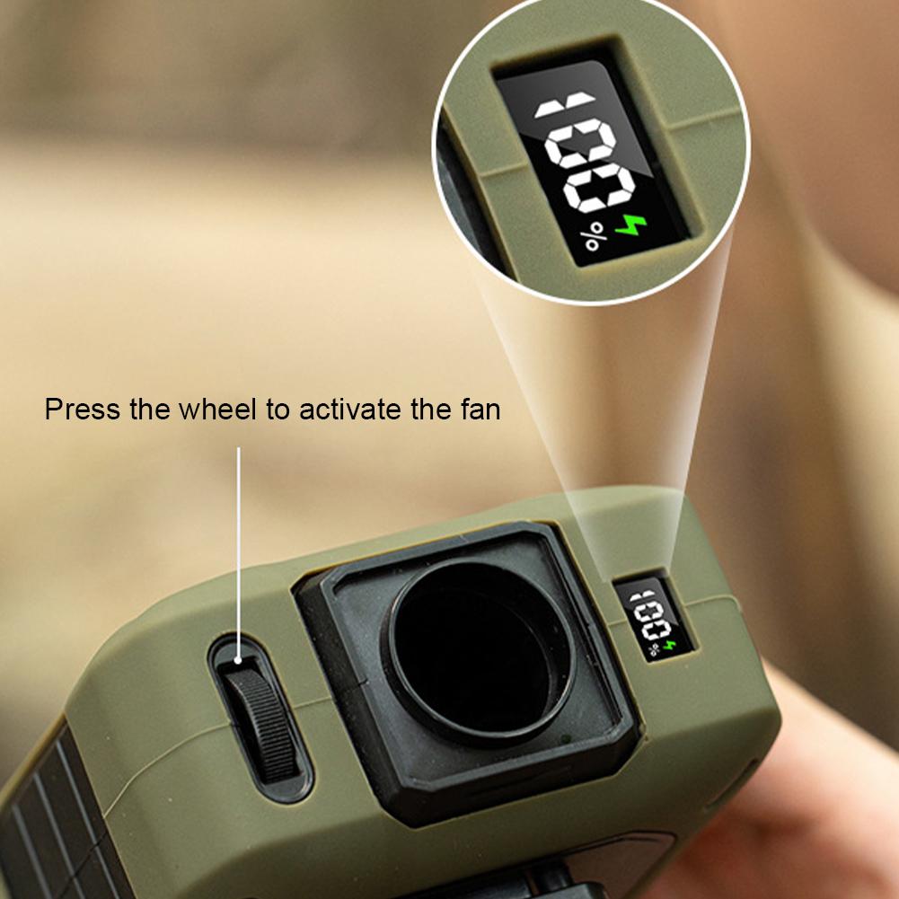 Hanging Neck Fan USB Rechargeable Waist Clip Fan for Outdoor Indoor (Army Green)