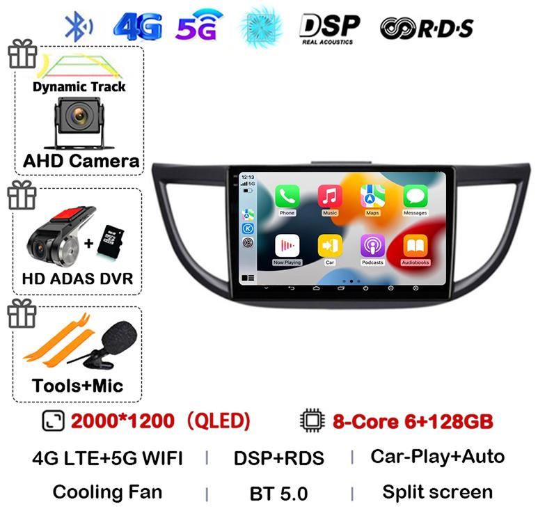 Android 14 Carplay For Honda CRV CR-V 2011 2015 2016 2017 2018 Car Radio Multimedia Video Player Navigation GPS Head Unit Stereo
