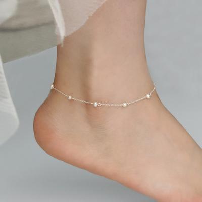 925 Sterling Silber Fußkettchen Natürliche Perle Kette Böhmischen Vintage Schuhe Bein Armbänder Weiblichen Fuß Schmuck