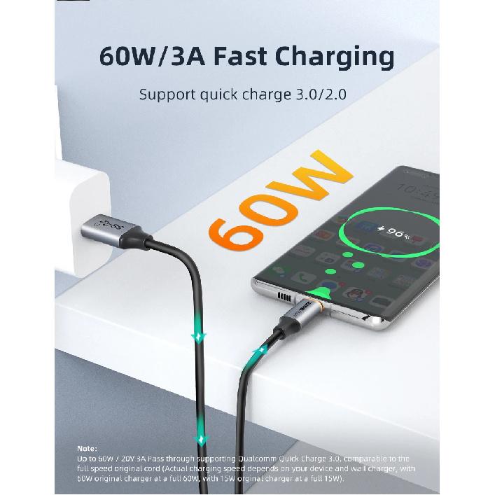CABLETIME USB A to USB C Cable 10Gbps 3A USB 3.2 Cable 60W QC 3.0 Data Transfer for SSD Enclosure Phone Charging Data Sync