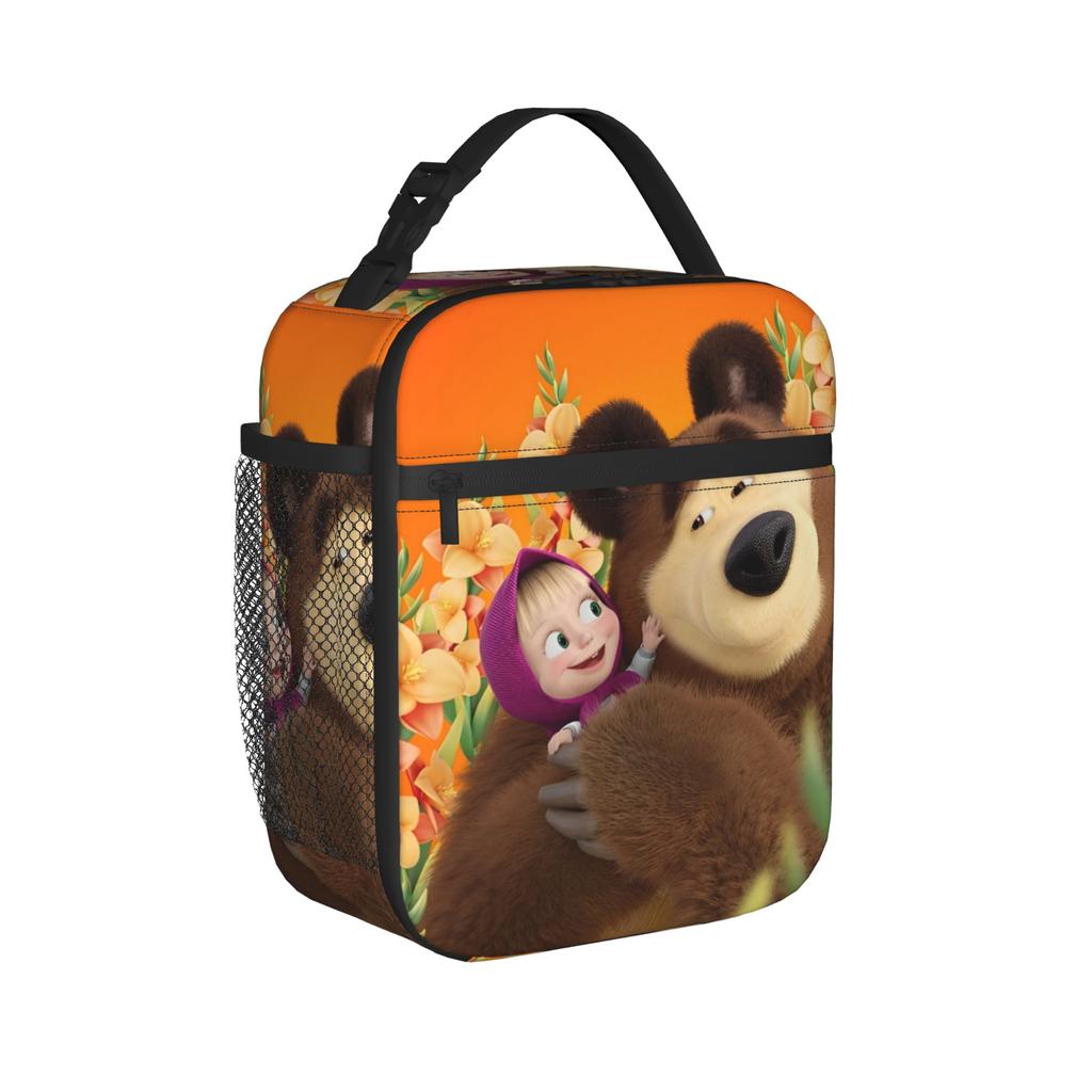 M-Masha And Bear Characters Insulated Lunch Bags High Capacity Lunch Container Thermal Bag Lunch Box Tote Food Bag