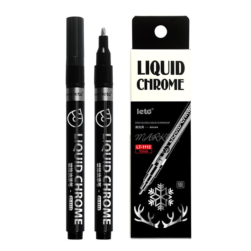 Letu Metallic Chrome-Plated Highlighter Pen - Gold & Silver Electroplating Marker for DIY Models
