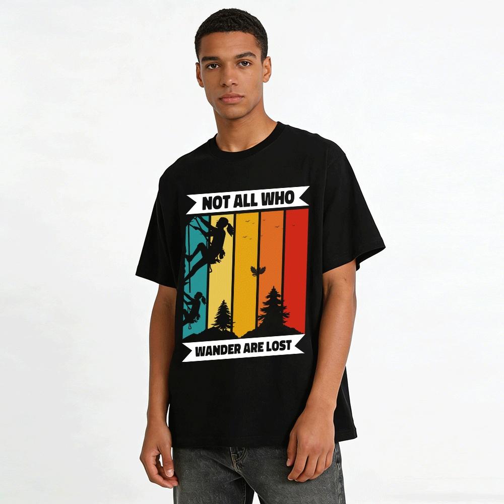 Vintage Color Block Print Outdoor Rock Climbing T-Shirt Pure cotton T-shirt