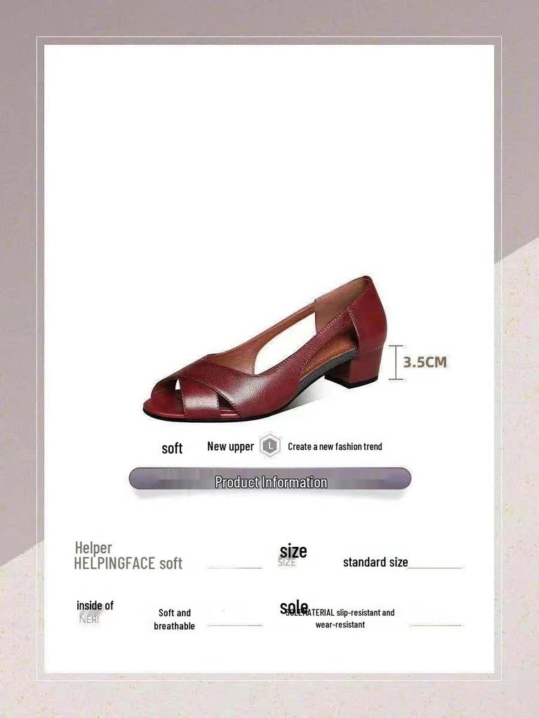 2024 Retro Ethnische Peep Toe Damen Chunky Heel Sandalen - Ein-Riemen Schnalle für Mittelalte und Ältere