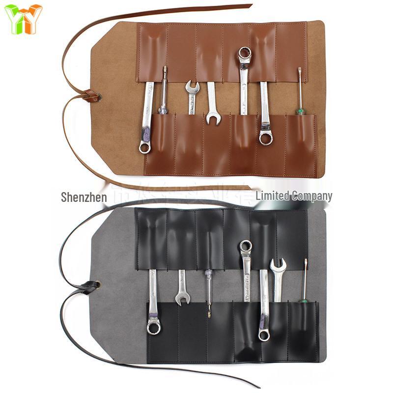 Portable Leather Tool Roll Bag for Auto Repair and Plumbing