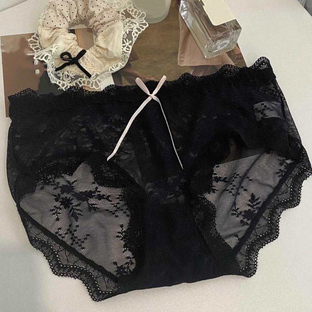Mid Waist Lace Panties Briefs Mesh Lace Briefs Breathable Underwear for Women  Female Lingerie