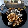 Golden Roses and Butterflies Round Area Rug,Carpet Rug for Living Room Bedroom Sofa Playroom Decor,Non-slip Floor Mat