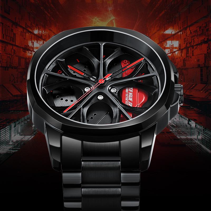 SVJ Men's Wheel Watch: Cross-border Bestseller with 3D Hollow Design & Car Mod Brake Caliper