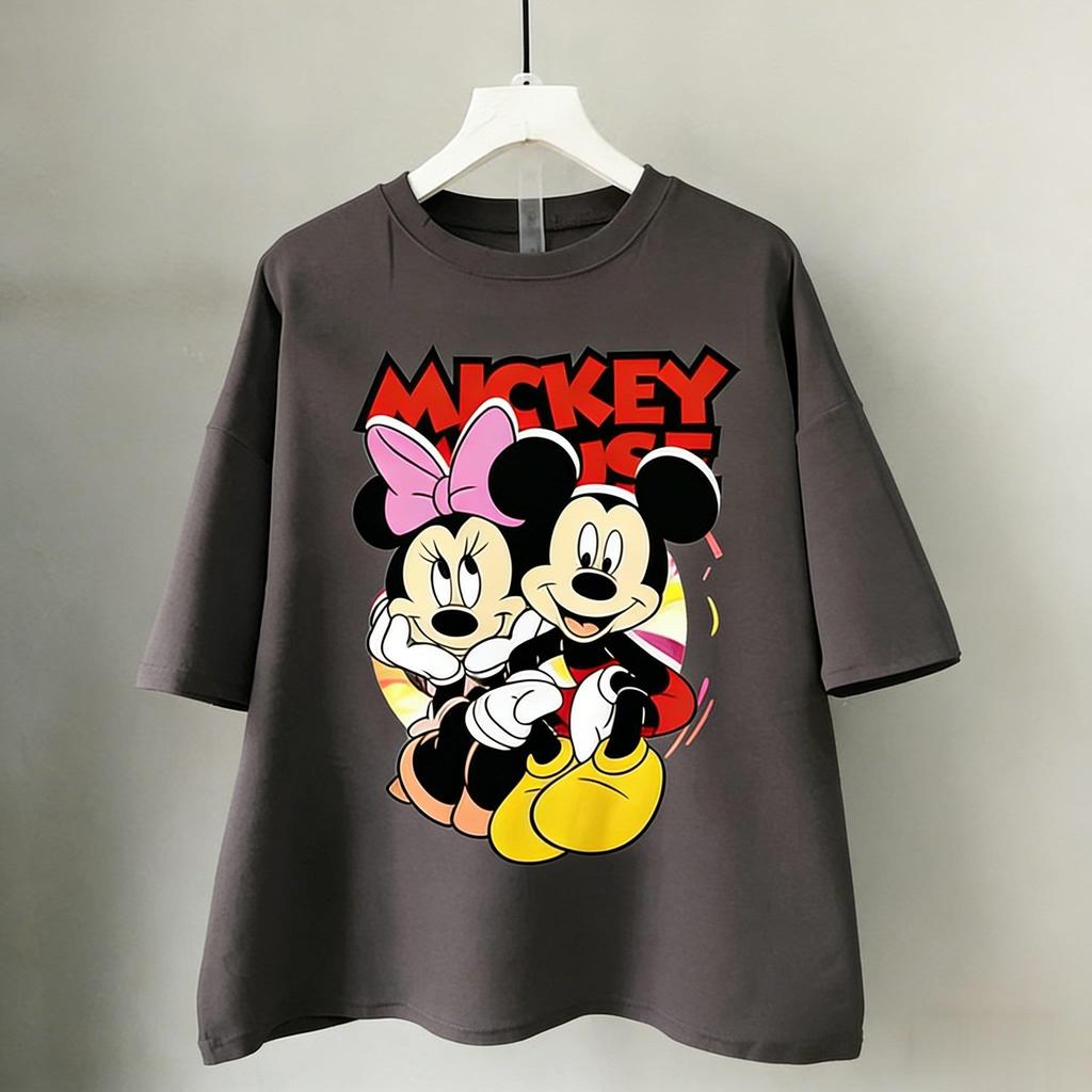 Mickey Minnie Mouse T Shirt Women Man Cotton Short Sleeve Tops Oversized Disney Graphic Tee 2026 Summer Y2k Casual Tops Unisex