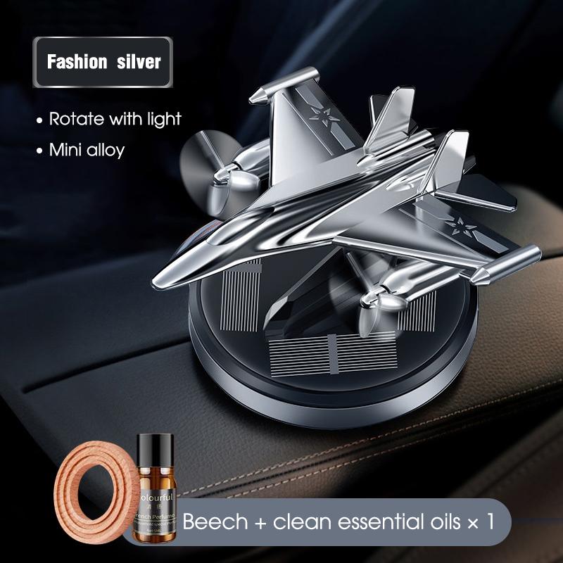 Rotating Airplane Solar Powered Car Perfume Ornament Interior Decoration Solid Aromatherapy Light Fragrance Luxury Car Decor