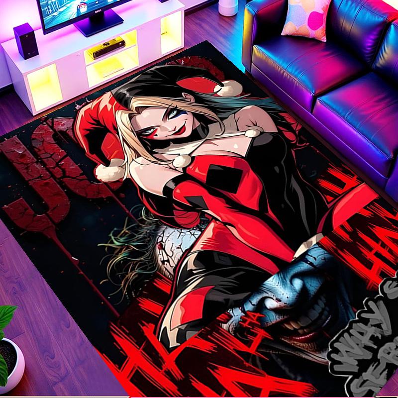 Harley Quinn Joker Print Rug, Washable Floor Carpet, For Entryway Dorm Laundry Room Office Study, Home Decor Birthday Christmas Gift