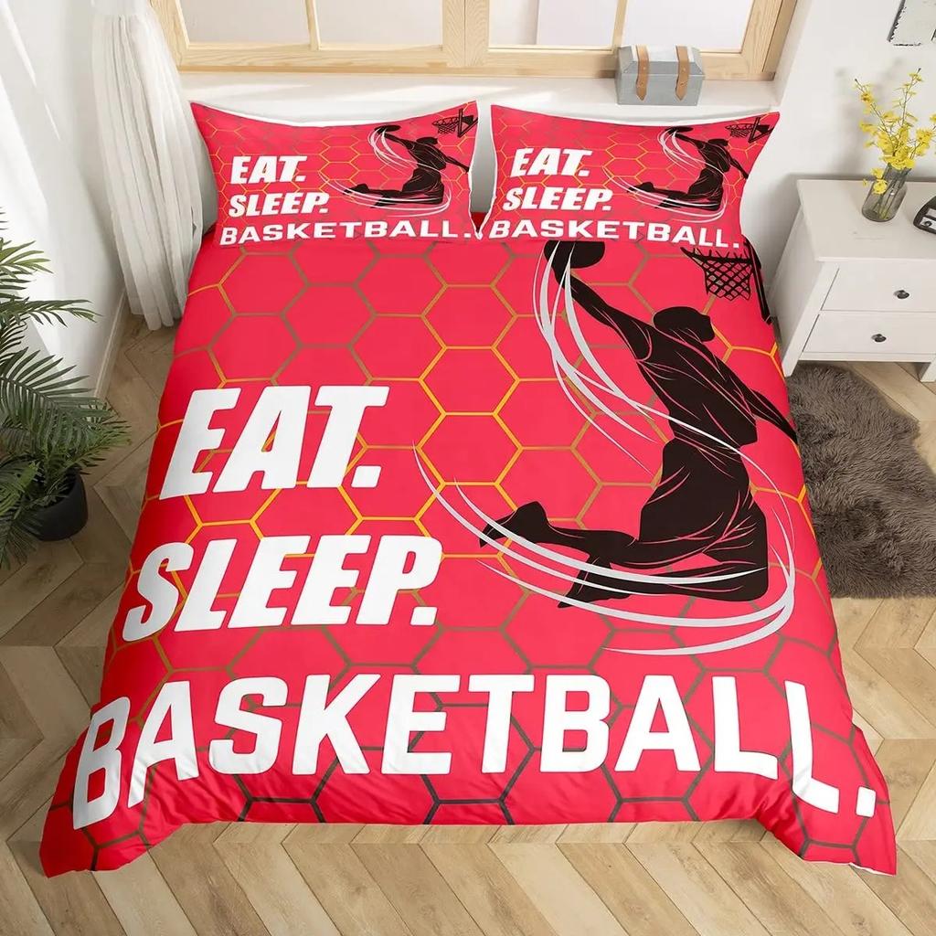 Ice Hockey Duvet Cover Hockey Sports Event Comforter Cover For Boys Girls Eat Sleep Hockey Winter Sports Hobby Bedding Set