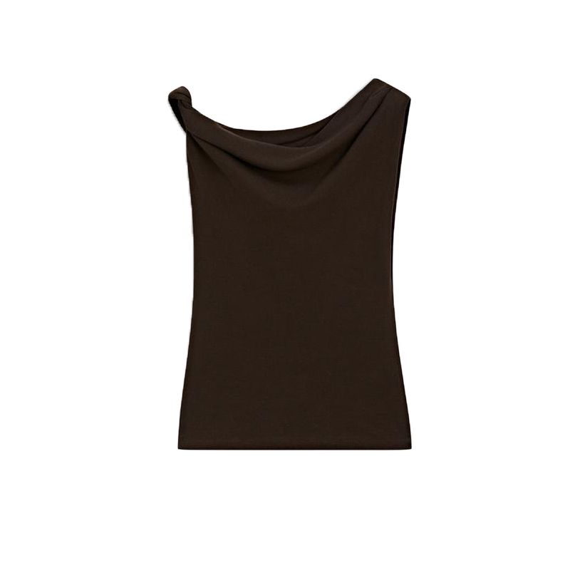 Summer New Arrival Women's Clothing Stylish Normcore Cotton Silm Ruched One-Shoulder Cold-Shoulder T-shirt Tops 6891109