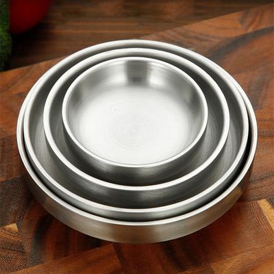 Koreanische Doppelschichtige Saucen-Dip-Schalen Gewürzschale 304 Edelstahl BBQ Essig Gewürztablett Ketchup Kimchi Snackteller
