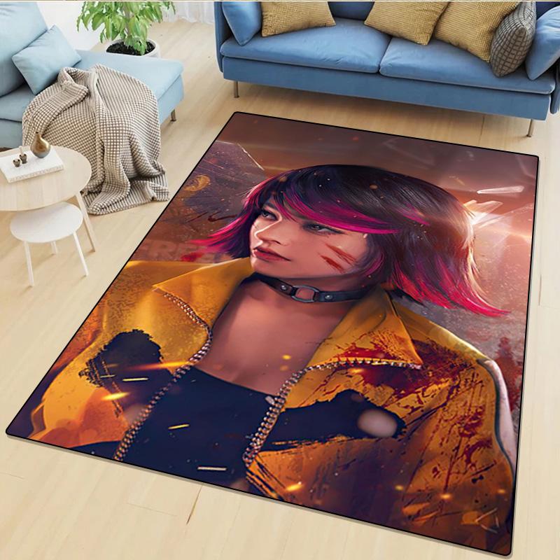 1Pc Free Fire Print Rug - Computer Chair Area Rug Home Decoration Carpet For Living Room Bedroom Flooring Mat