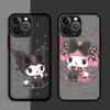 Matte Case For Apple iPhone 11 13 15 14 Pro Max 12 Mini 7 8 Plus XR X XS SE 6 6S TPU Shell Black Phone Cover Kuromi Pink Melody