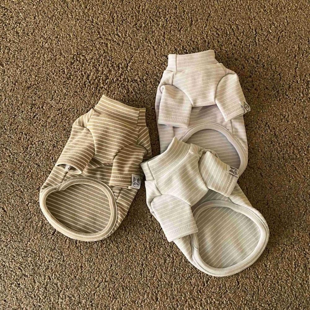 Polyester Puppy Hoodies Stripped Pattern Pet Clothing New Dog T-Shirts Pet Supplies