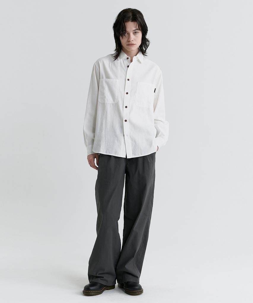 MAGOODGAN Farburn 4419 Linen-Like Wide Fit Dark Gray Elastic Waist Easy Pants