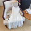 Elegant Summer 2025 White Spaghetti Strap Cinched Dress