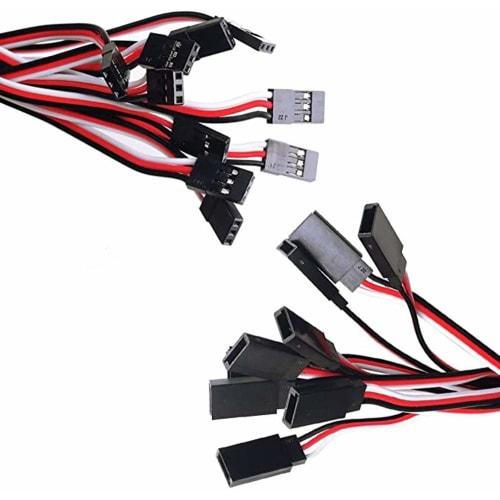 Samcos 3-Pin JR Plug Male To Female Servo Connector Extension Cable, 15cm, Servo Extension Lead Wire Cable Line for Servo Parts, Pack of 10